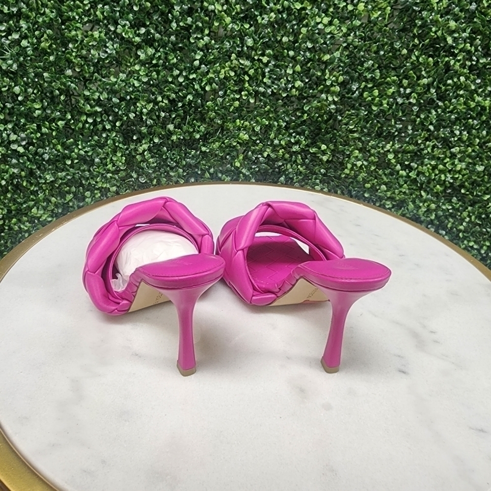 Bottega Veneta Women's Lido Woven High Heel Slide Sandals Hot Pink - Picture 2 of 6